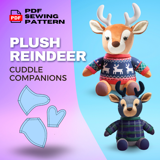 Plush Reindeer Cuddle Companions Sewing Pattern